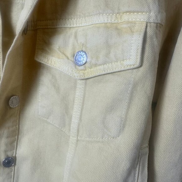 MANGO Lemon Yellow Denim Jean Trucker Jacket Size Small - Picture 6 of 9